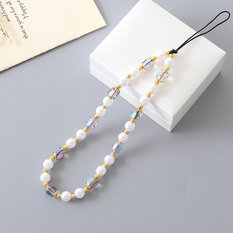 Creative new pearl crystal bead chain with light luxury and high-end feel, mobile phone rope, CCD camera hanging accessory pendant