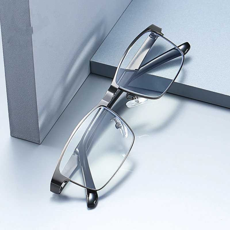 Commercial reading glasses mens metal square frame Presbyterian glasses grade+1.0 to+3.0 anti blue light glasses W240906