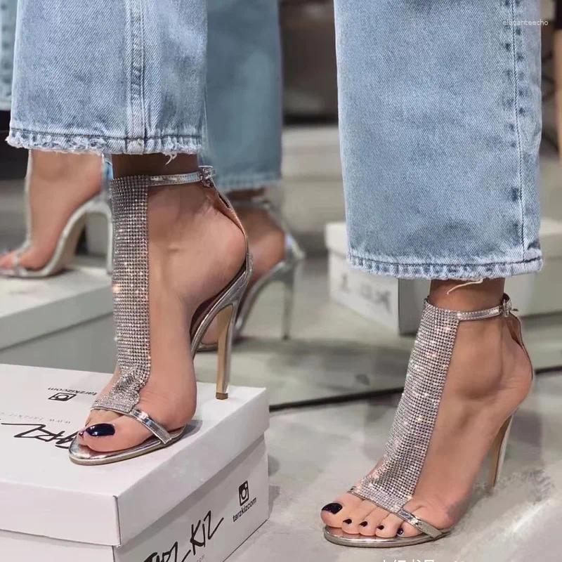 2025 S Fashion Designer Sandals Ladies Sequin High Heel Open Toe Buckle Bg Sexy Thin Heels Women