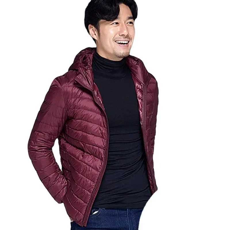 Duck down jacket mens hoodie short loose ultra light hoodie white duck down jacket warm duck down jacket hoodie wholesale W240906