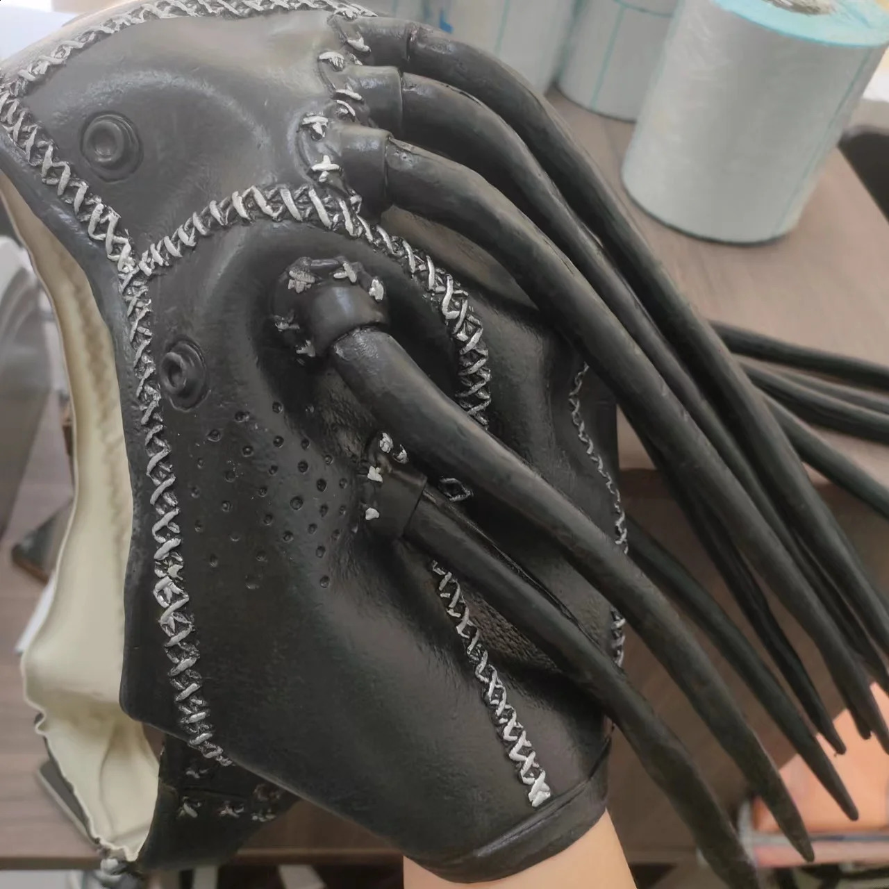 Mask Weaving Braid Terror Monster Latex Helmet Headwear Party Halloween Role Playing Prop 240906