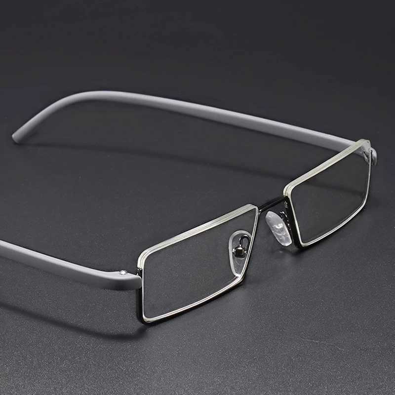 May Flower metal anti blue light reading glasses mens half frame prescription glasses mens TR90 glasses with case oculos+1.75 W240906