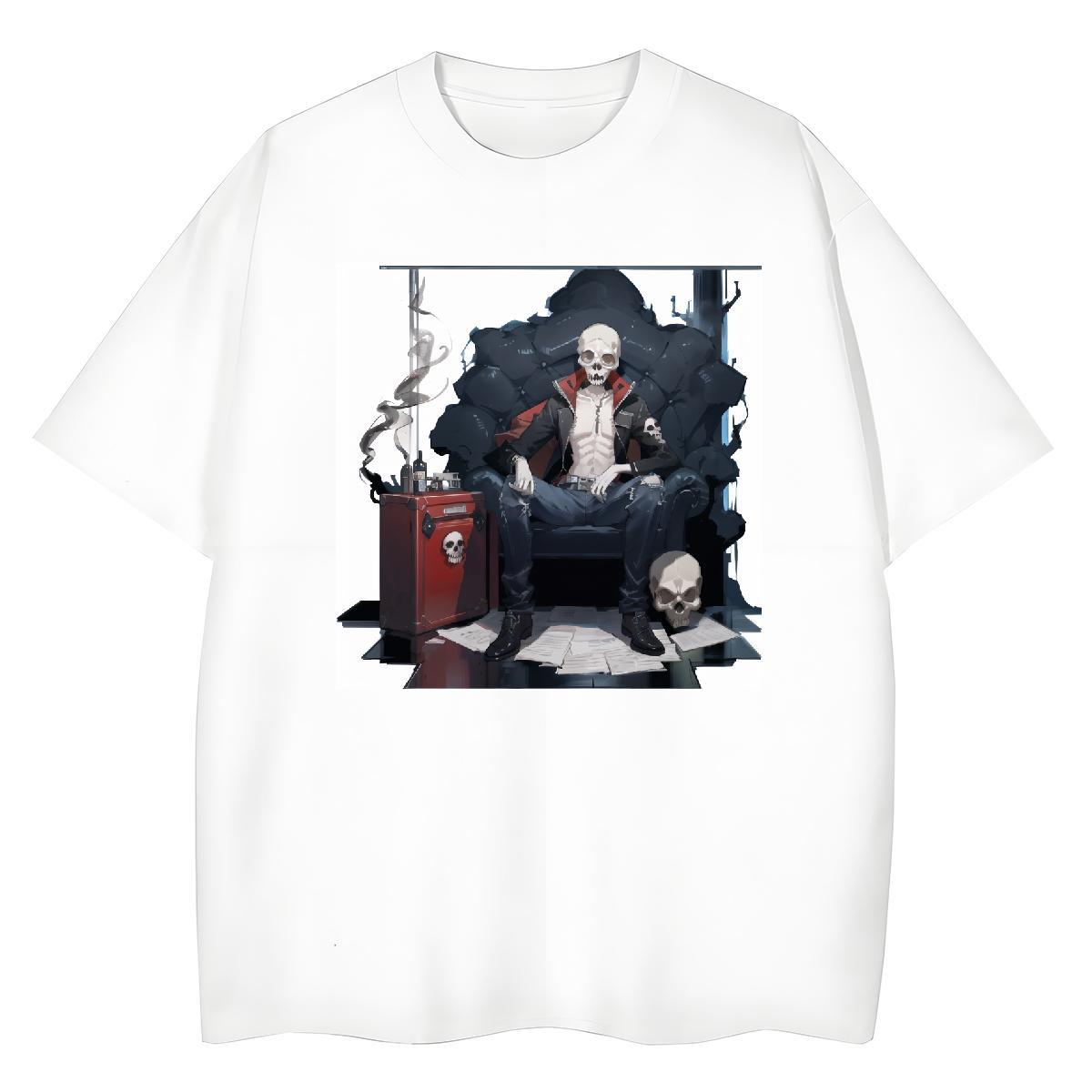 2024 DIY Woman T Shirts 100% Cotton 230g Short sleeve Soft Home Outdoor skull Couples T Shirts Female Black Oversized Clothes Shirt
