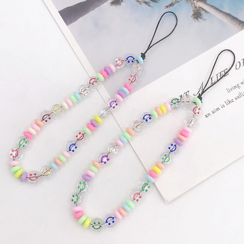 Yilian's new acrylic smiley face chain DIY accessories handmade bead phone case anti drop hanging pendant