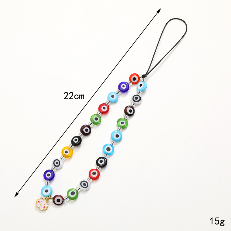 Ins style new colorful glass small flower bead mobile phone chain, mobile phone hanging rope, anti fall hanging decoration pendant