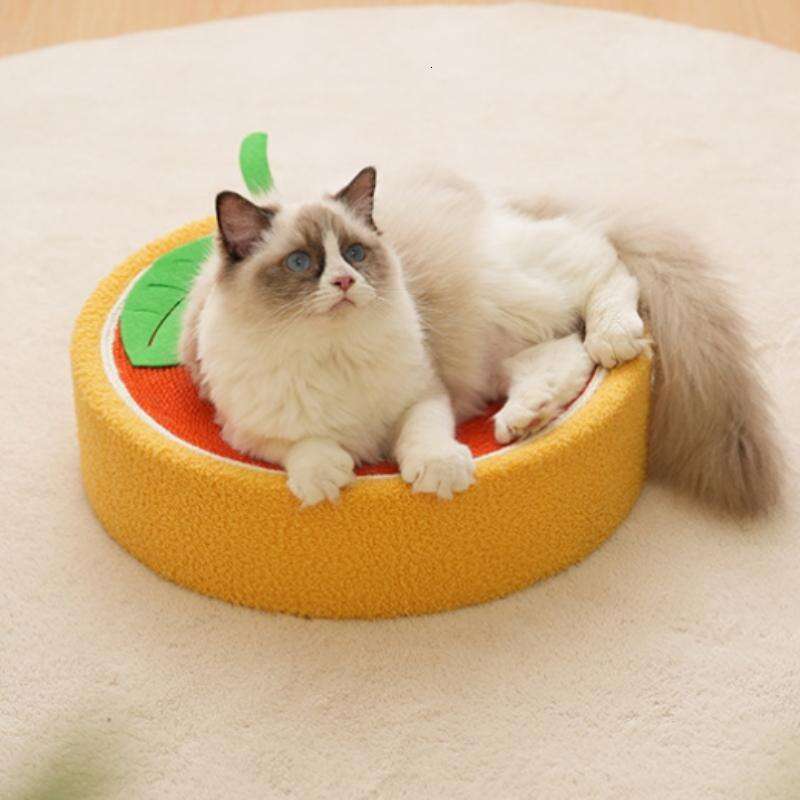 Cat Bed, Cat Scratching Board, Cat Scratcher, Cute Fruit Design Sisal Rope Round Pet Scratching Toy, Summer Cat Furniture