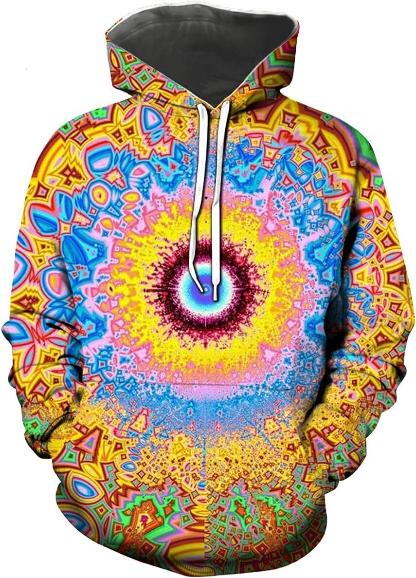 Hoodie for Mens Womens Hippie Hoodie Sweatshirt Trippy Hooded Pullover Top Graphic Hoodies sweatshirt Pullover Long Sleeve