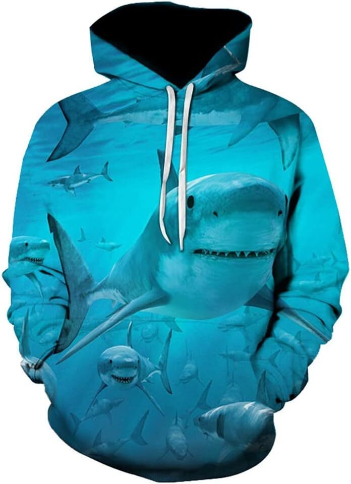 Hoodie for Mens Womens Men Women Fashion 3D Print Hoodie Sweatshirt Funny Shark Hooded Pullover Graphic Hoodies sweatshirt Pullover Long Sleeve