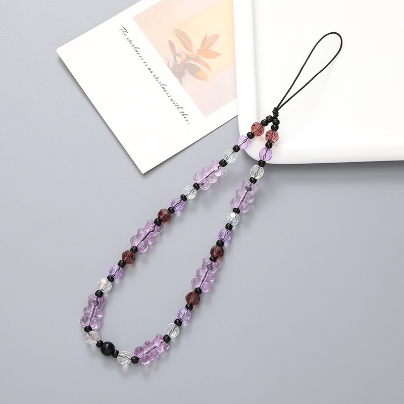 New Acrylic Bear Chain Case Pendant Beaded Phone Rope Anti Drop Hand Strap for Women