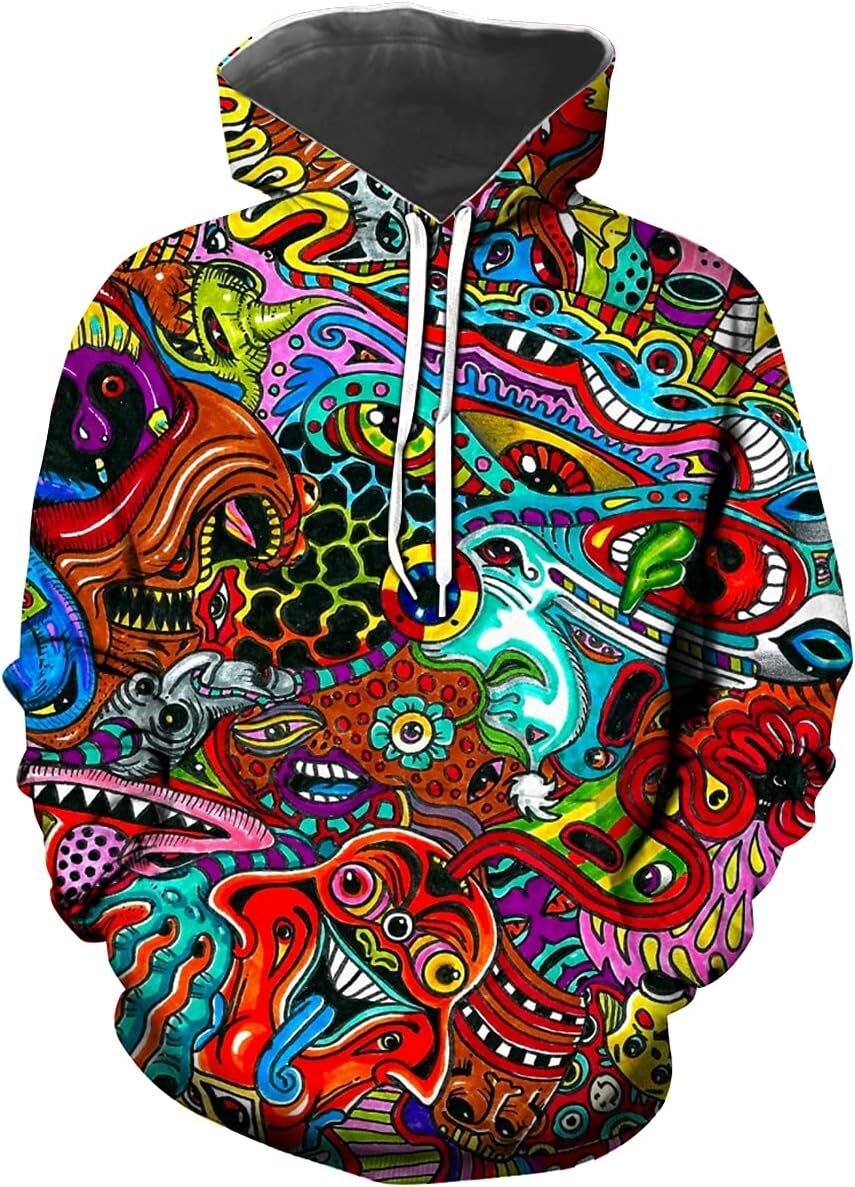 Hoodie for Mens Womens Mens Trippy Hooded Novelty Psychedelic Sweatshirt Pullover Hoodies Graphic Hoodies sweatshirt Pullover Long Sleeve