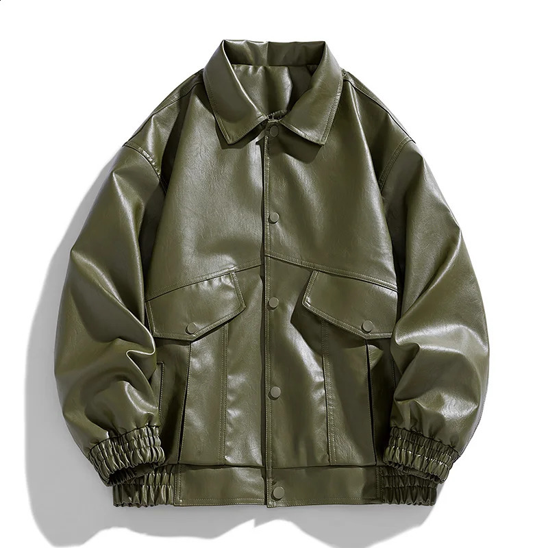 JS589American retro school to overcome male spring and autumn casual luftier motorcycle leather jacket windproof coat 240905