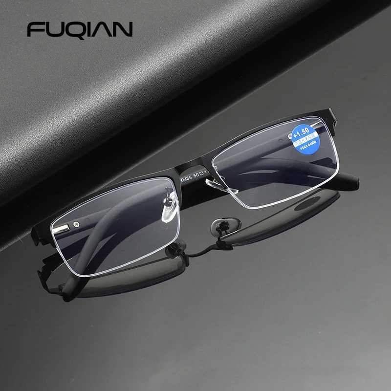 Brand designer reading glasses mens fashion half frame elder glasses retro business diode glasses+1.0 1.5 2.0 W240907