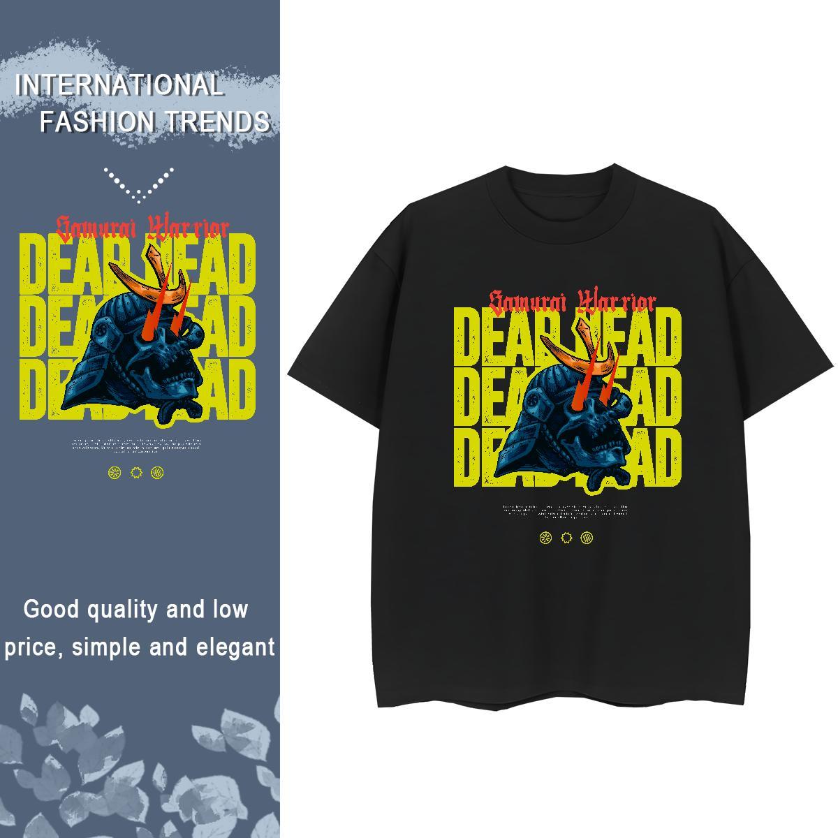 Fashion Women T Shirts 100% Cotton 230g Short Sleeve O-Neck Street Wear skull Couples T Shirts Lady Anime Polos