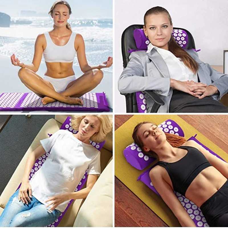 120x40cm/65x40cm massage pad yoga press pad and pillow set neck back foot massager pain relief joint pad W240906
