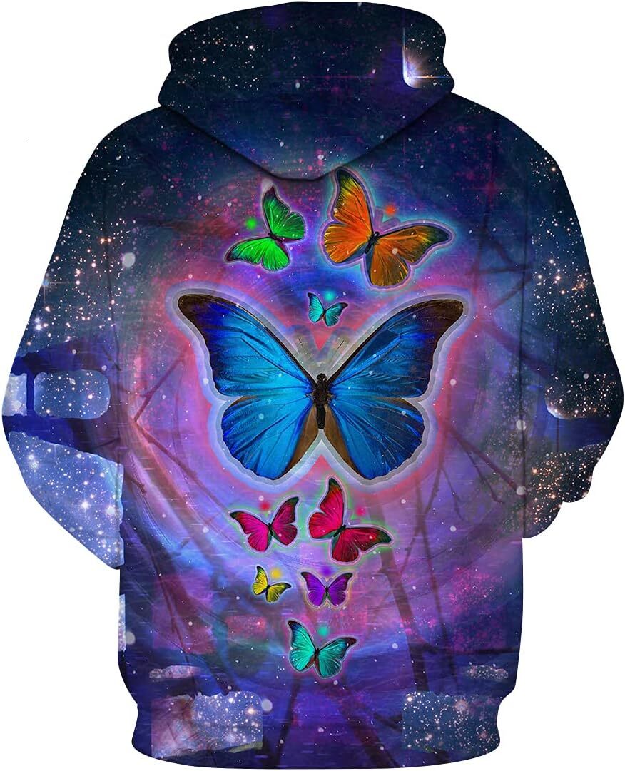 Hoodie for Mens Womens Womens Butterfly Hoodie Novelty Graphic Casual Fashion Hooded Sweatshirt Graphic Hoodies sweatshirt Pullover Long Sleeve
