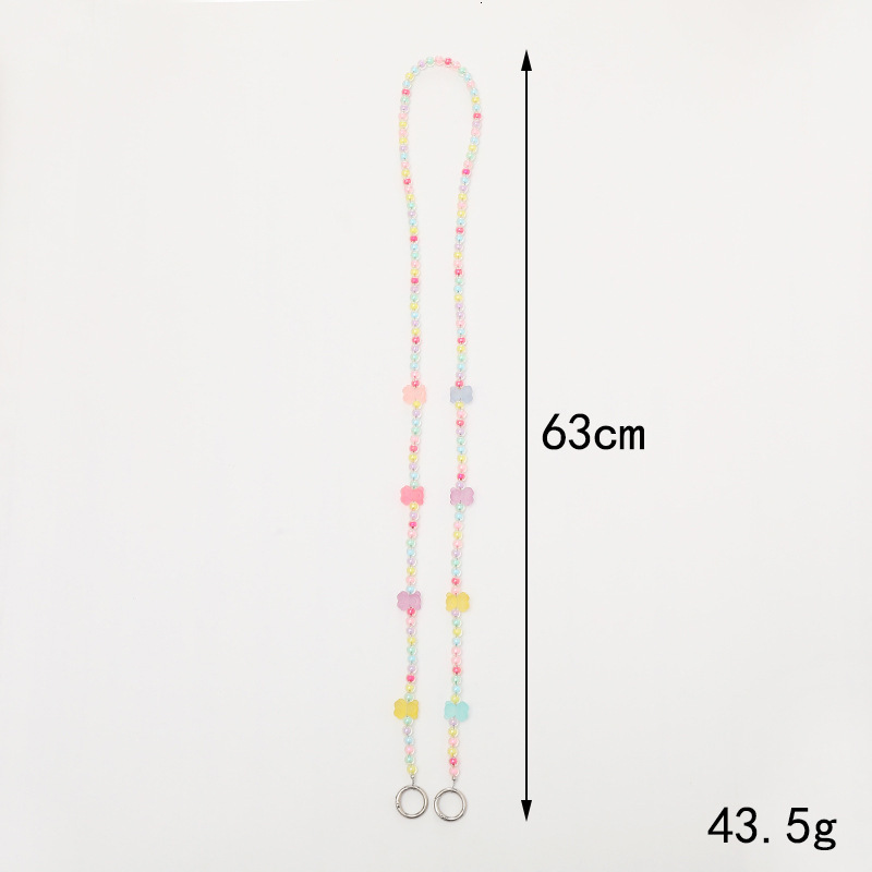 Yilian new beaded acrylic love bear crossbody shoulder strap chain mobile phone hanging rope for women