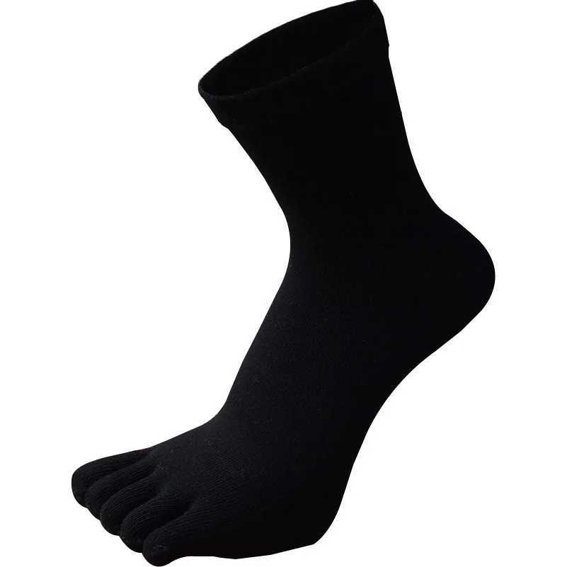 5 Pairs Large Size Thick Cotton Toe Socks for Men Autumn Winter Five Fingers Socks Black White Solid Casual Socks Plus Size 7-11 M240907