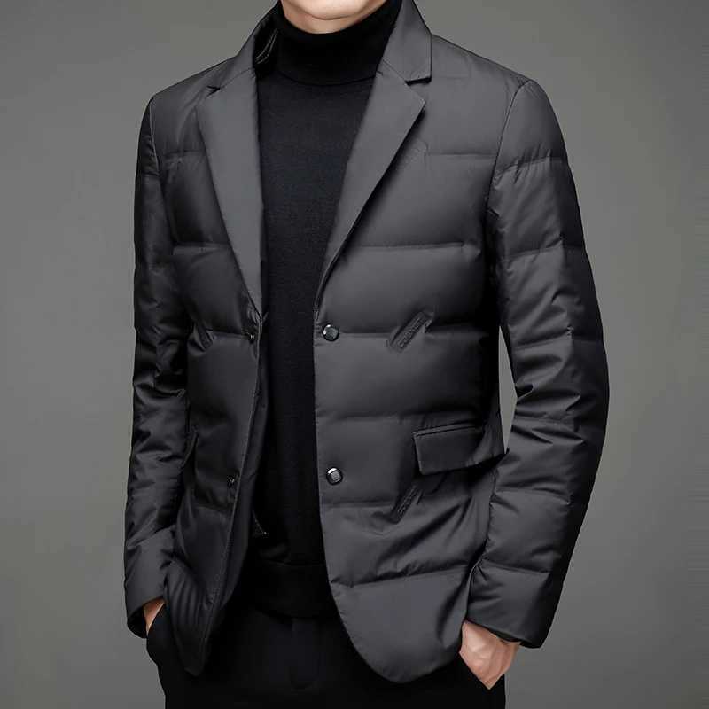 Winter new 90 white duck down mens high-end scarf collar casual suit jacket W2409452606 1 W250722