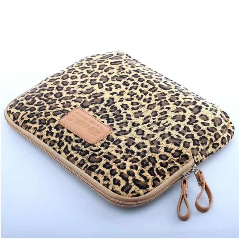Notebook bag 13.3 14 15.6 inches Leopard canvas cover for MacBook Air Pro womens handbag notebook Dropship 240903