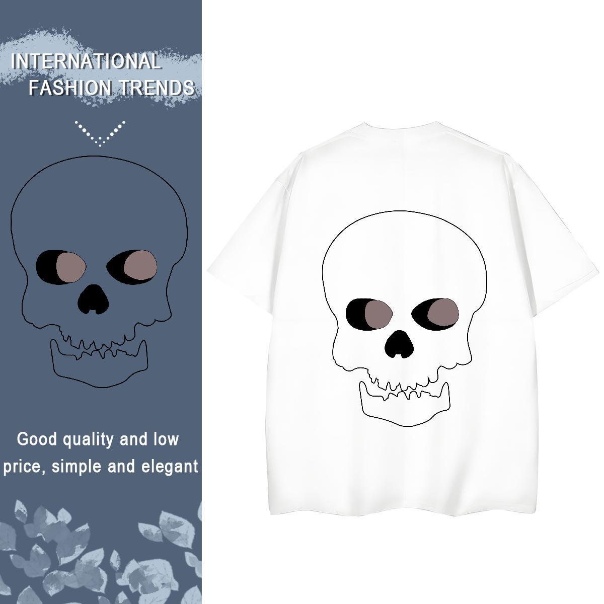 2024 Designer T shirt 230g Cotton Crew Neck Sports Casual skull Women Tees Nice DIY Logo Polos