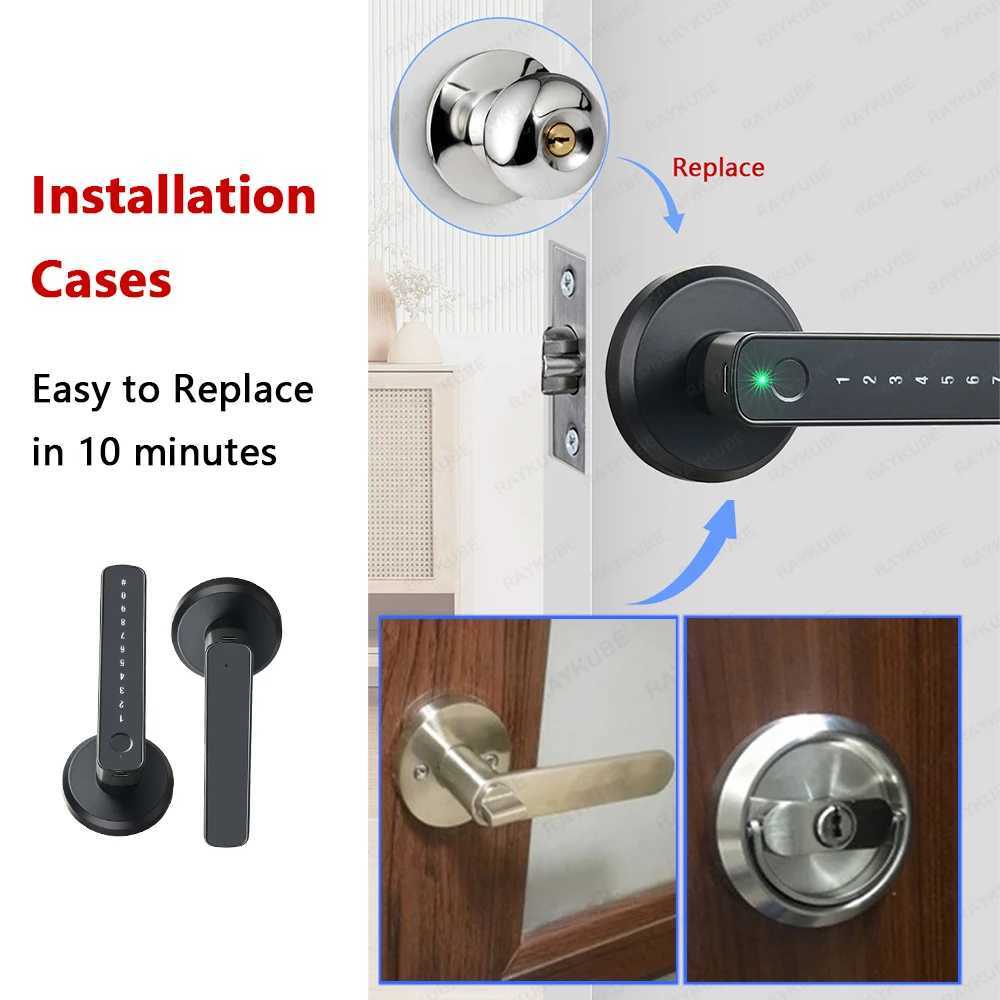 Raykube M3 Tuya BLE intelligent fingerprint electronic door lock password lock with key Smartlife CL240920