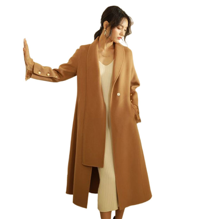 Chic women's thin wool jacket decorated with lace design b| perfect for cool weather chic