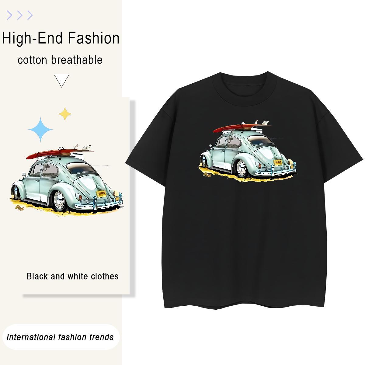Fashion Womens T Shirts 100% Cotton 230g Crew Neck Breathable Street car Tshirt for Man Woman Loose fit Customized Tops Shirt