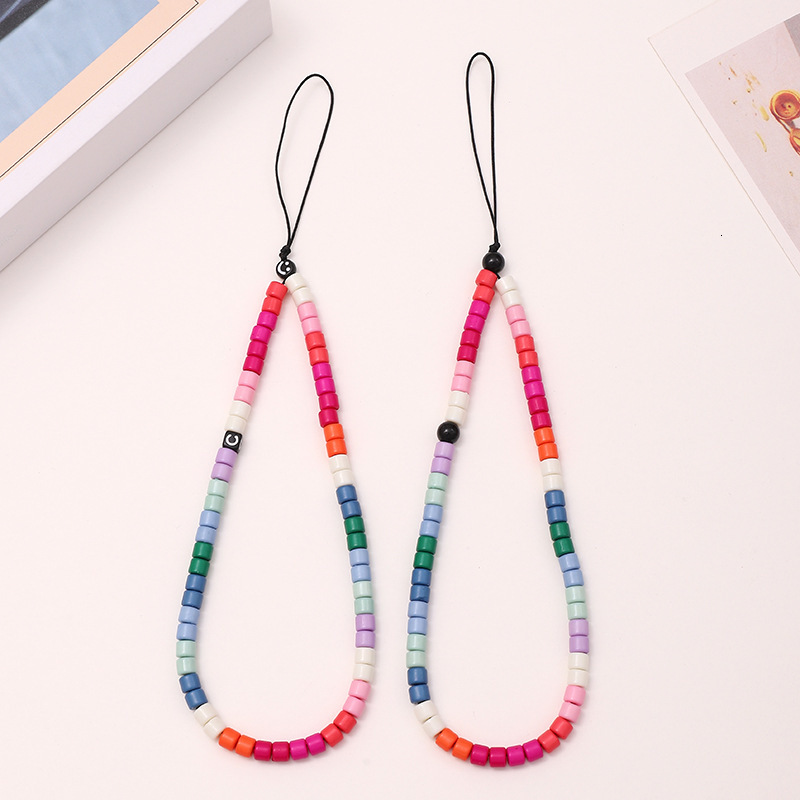 Internet celebrity anti lost Rainbow Same enamel bead DIY phone hanging rope Female wrist chain