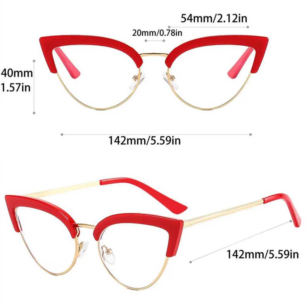 New retro cat eye glasses frame new fashion semi metal frame womens glasses fashion brand design over-the-counter glasses W240906