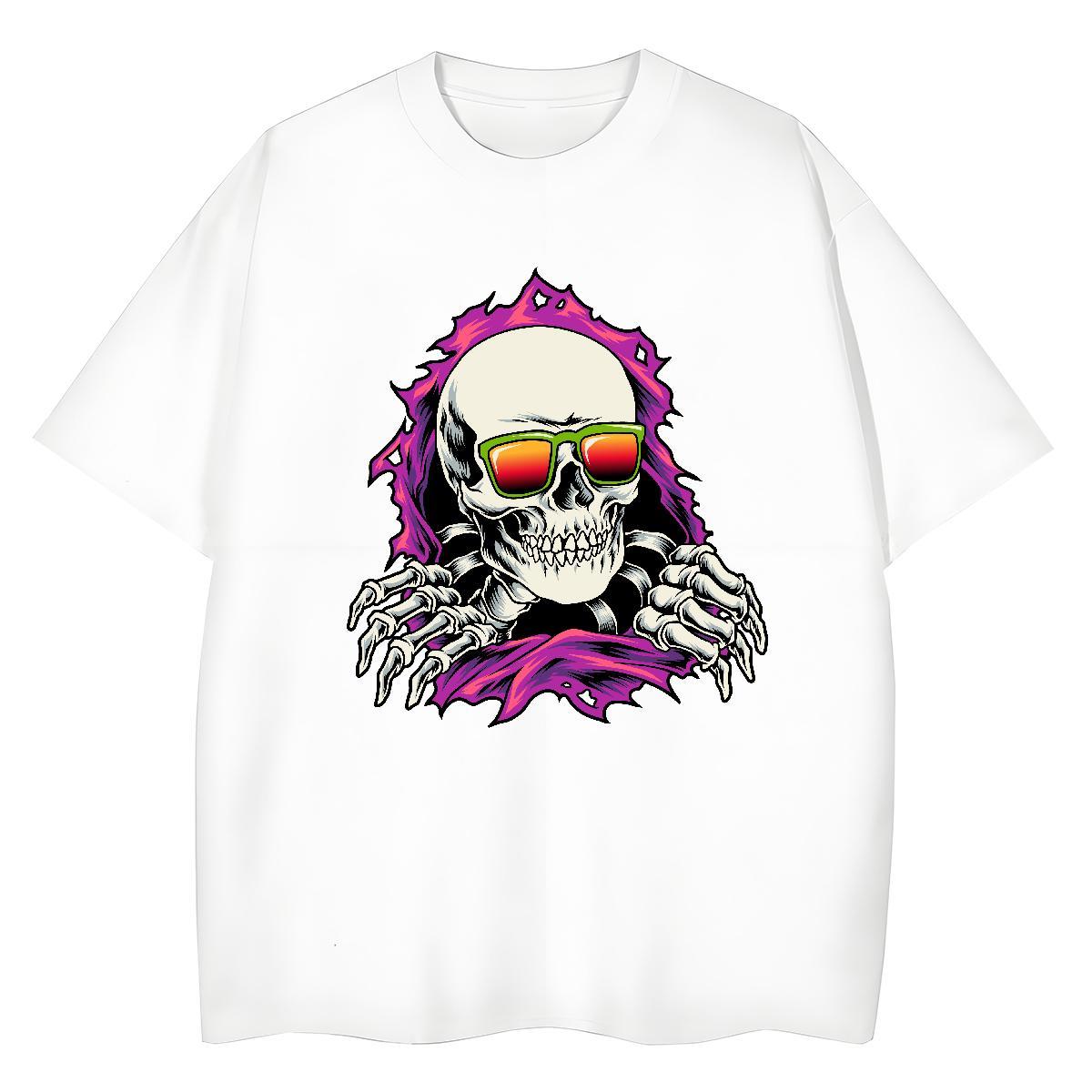 2024 Woman T Shirts 100% Cotton 230g Round Neck Short Sleeve Summer Casual skull Women Tees Nice Black Oversized Top Tees