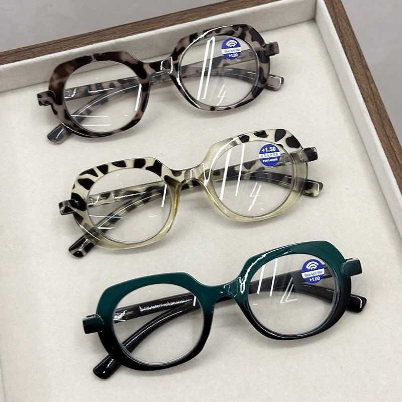 Retro oval reading glasses polygonal 2-color PC frame blocking blue light Presbyterian glasses+1.0+1.5+2.0+2.5+2.5+4.0 neutral version W240906
