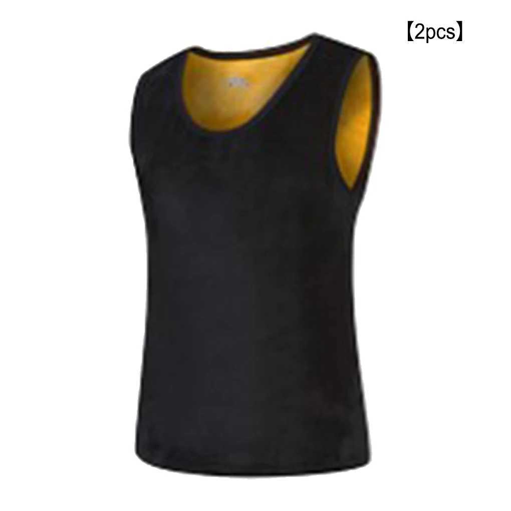 2 pieces of mens thermal underwear vest solid color basic sole comfortable W240903