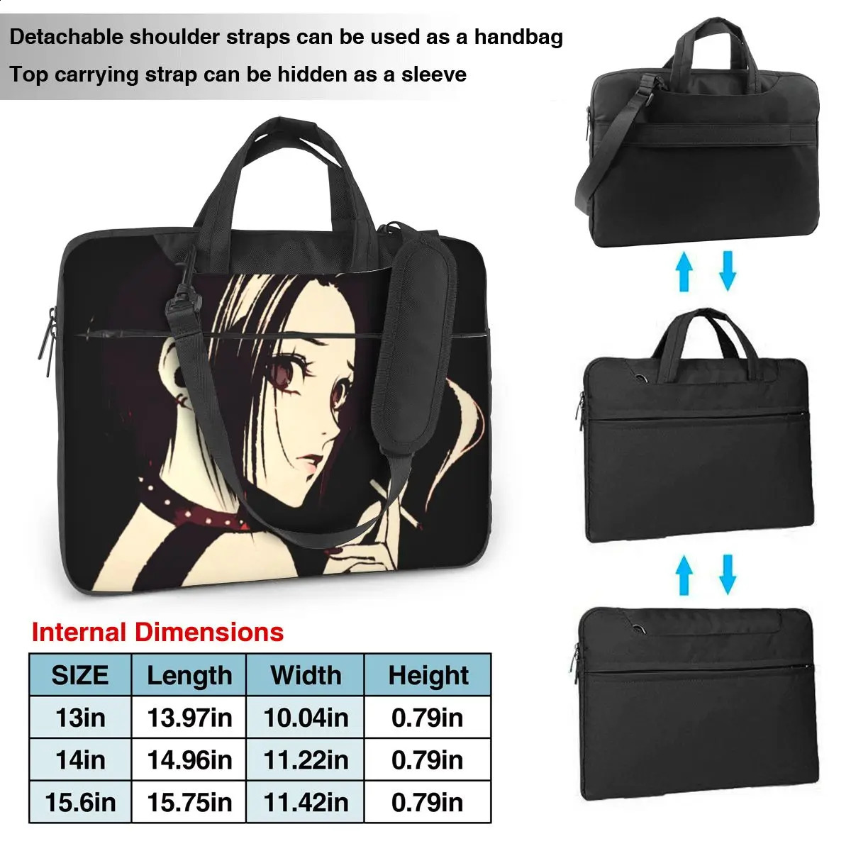 Notebook bag protected by Japanese anime Nana Osaki suitable for Macbook Pro 13 14 15 printing laptop bag 240903