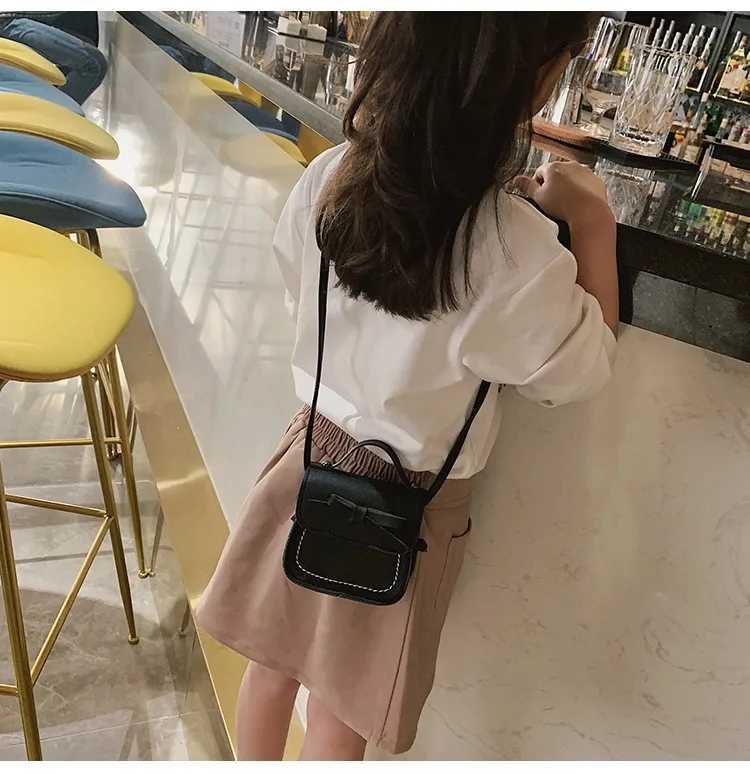 2021 Childrens Bow Cross Bag Fashion Cute Girl Mini Coin Wallet Fashion Pu Leather Handbag W240906