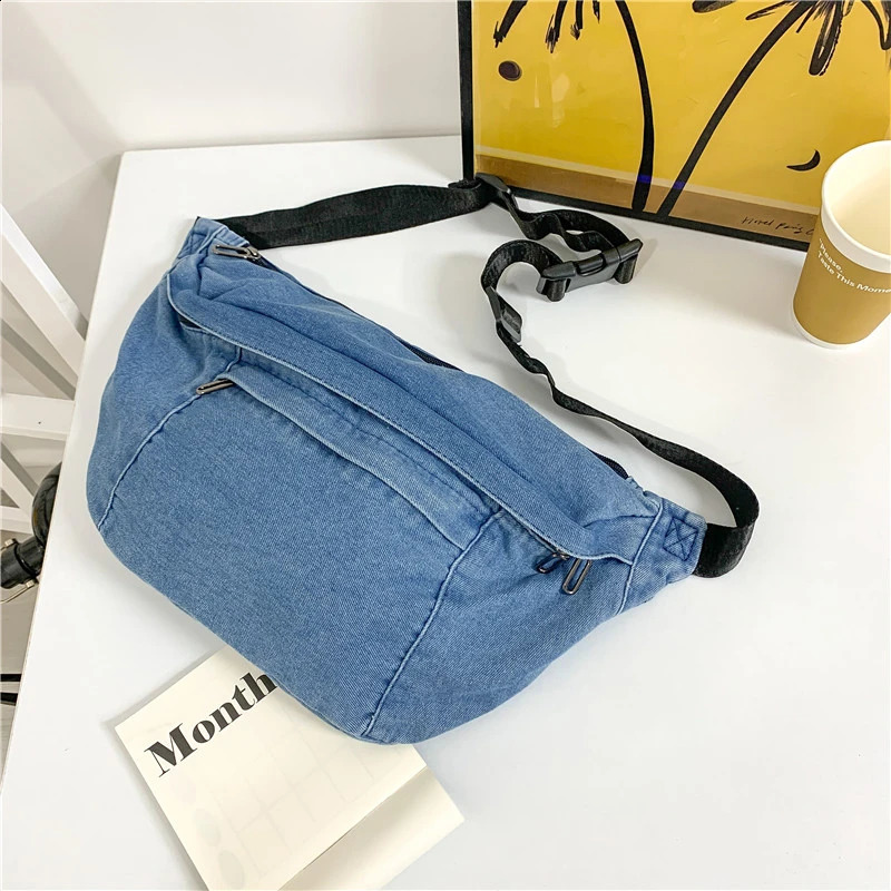 Womens Bags on Sale 2024 Simple Trend Lightweight and Casual Chest Pack High Quality Versatile Denim Waist Packs 240906