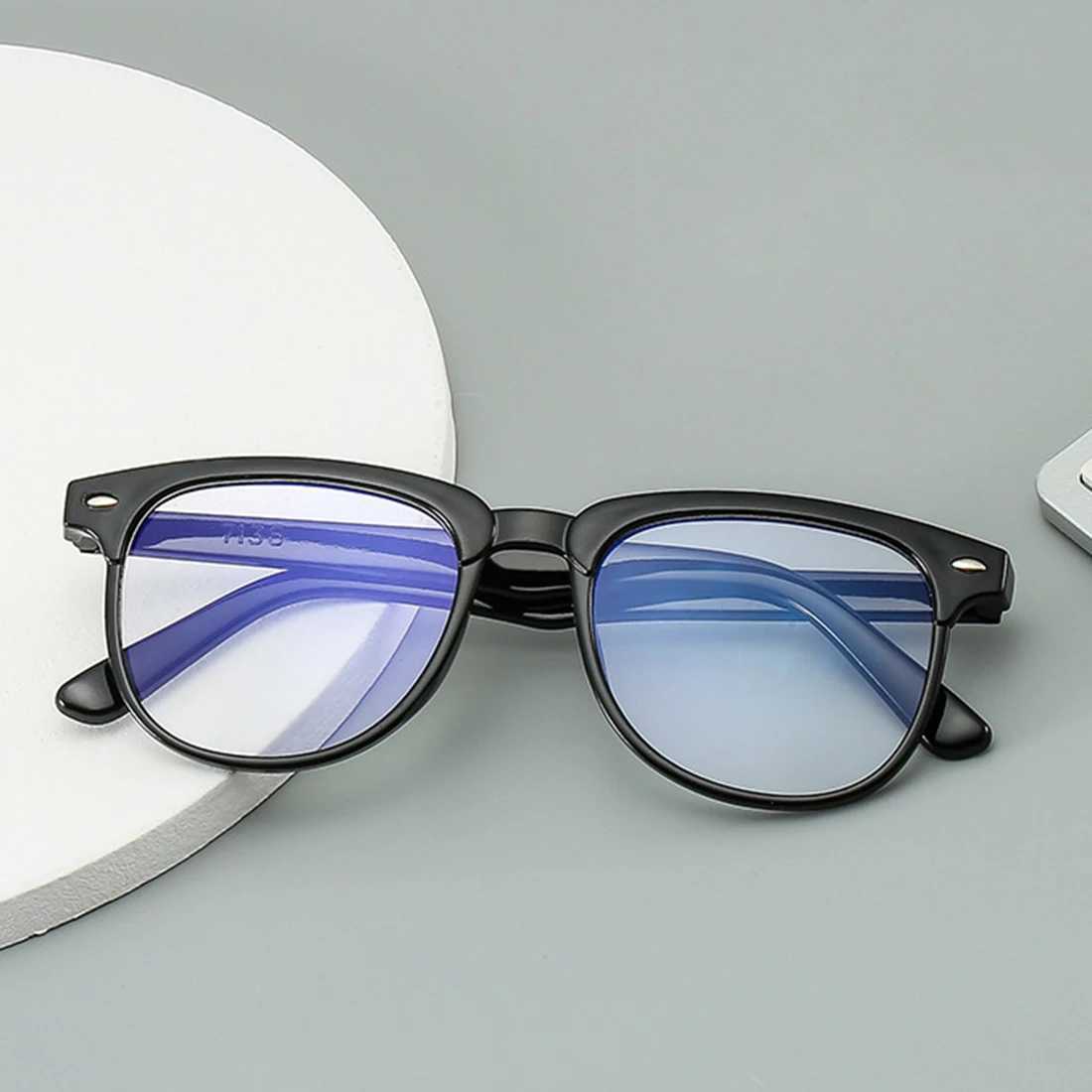 Fashionable large square black frame anti blue light glasses for womens computer glasses production ordinary glasses W240906