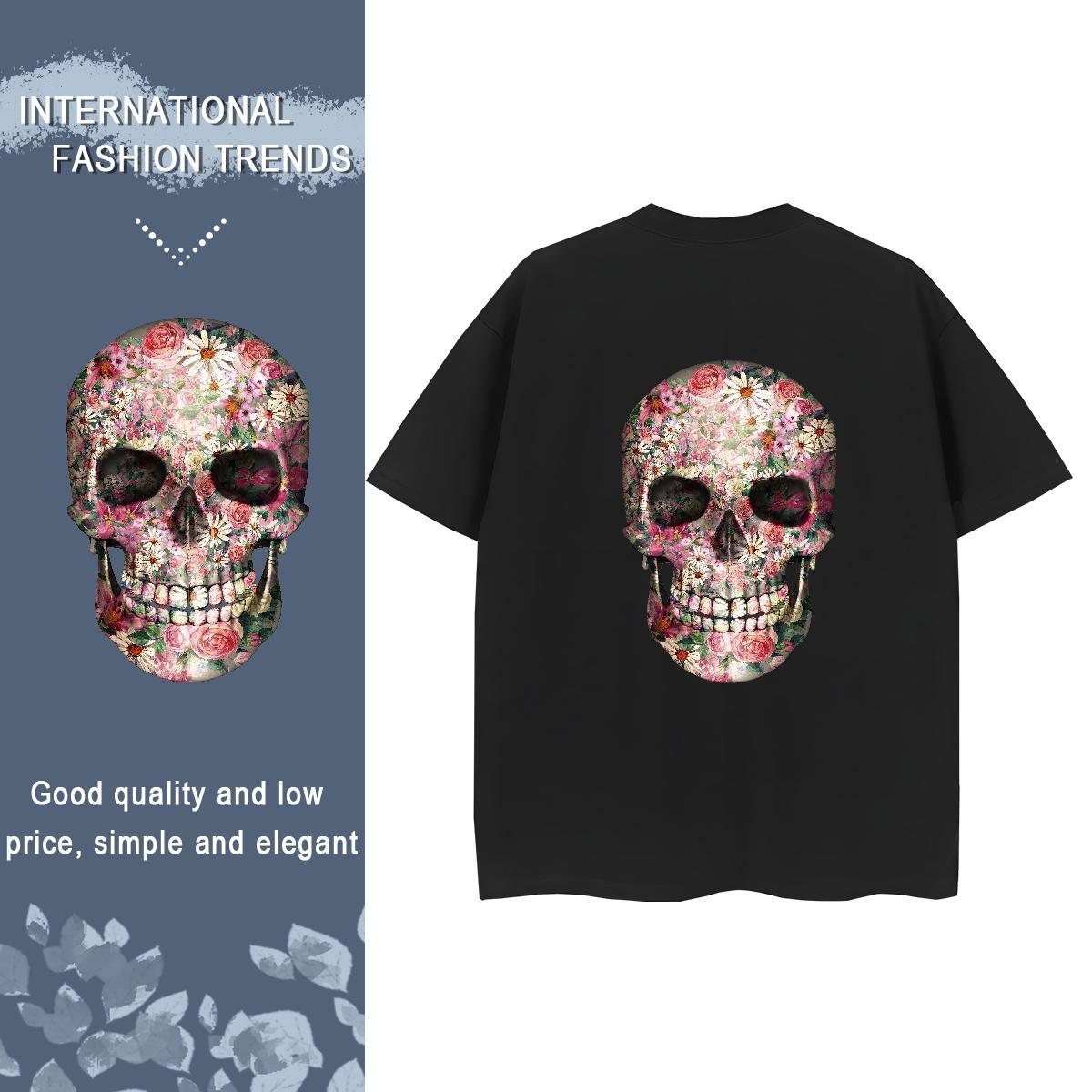 Brand T shirt 230g 100% Cotton Comfortable Street Wear skull Tshirt for Man Woman Female DIY Anime Printed Tees Shirts