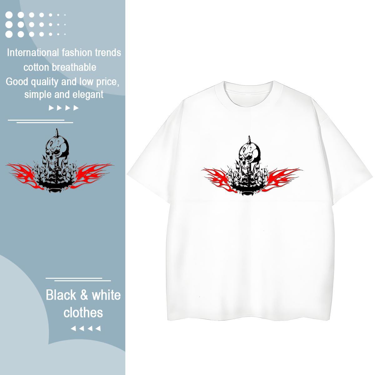 Stylist T Shirt For Woman 230g 100% Cotton Breathable Soft Street Wear skull Lady T shirt High quality DIY Anime Tees