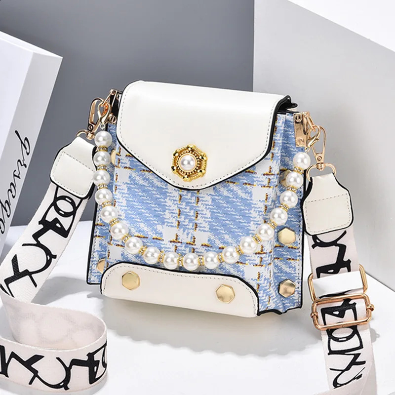 Fashion er womens cross body bag cute princess wallet classic shoulder bag summer pearl chain phone bag 240904