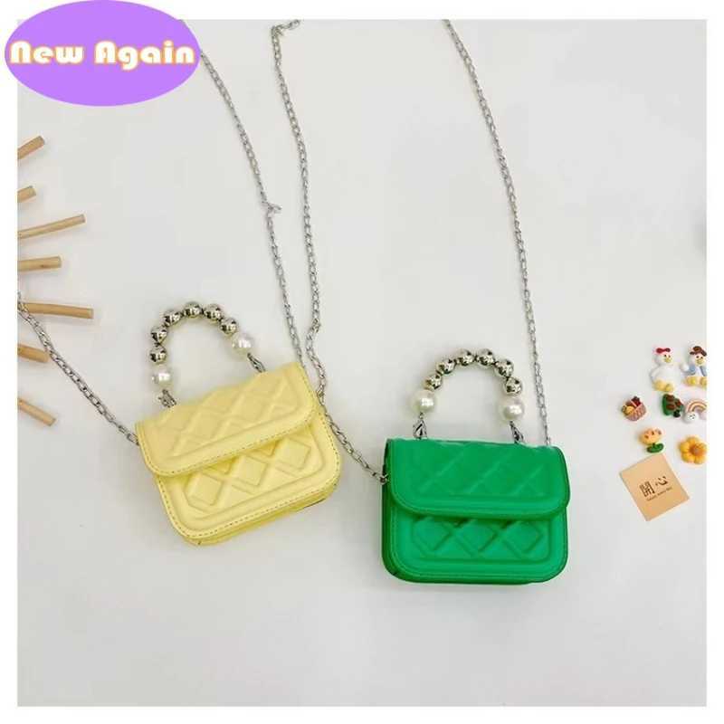 Diamond Design Corssbody Bags for Children Girls Sparkling Bead Chain Handbags Popular Money Boxes for Preschoolers Baby Childrens Small Wallets W2409