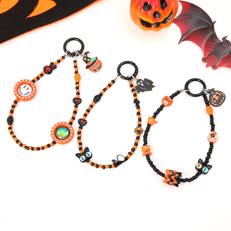 Wrist style bead pendant Halloween keychain accessories mobile phone lanyard