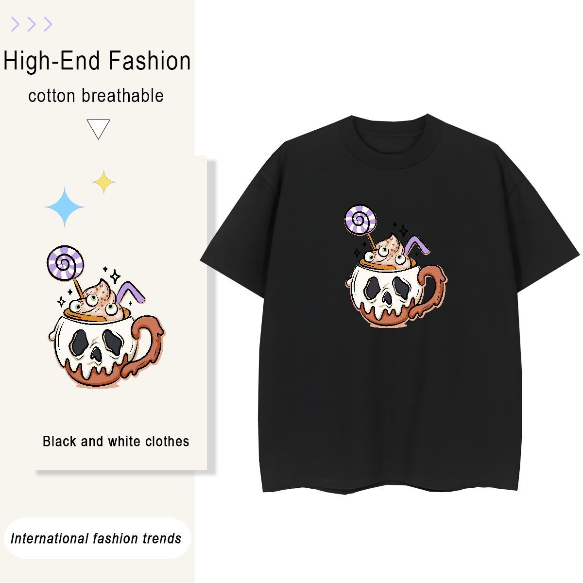 Fashion New T-Shirts for Women 230g 100% Cotton Short sleeve Soft Street Wear skull Women Tshirts Comfortable Customized Print Clothings