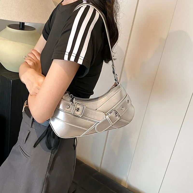 MOODS Y2K Womens Shoulder Bag Design Armpit Punk Motorcycle Bag 2024 Luxury Designer Wallet and Handbag 240907