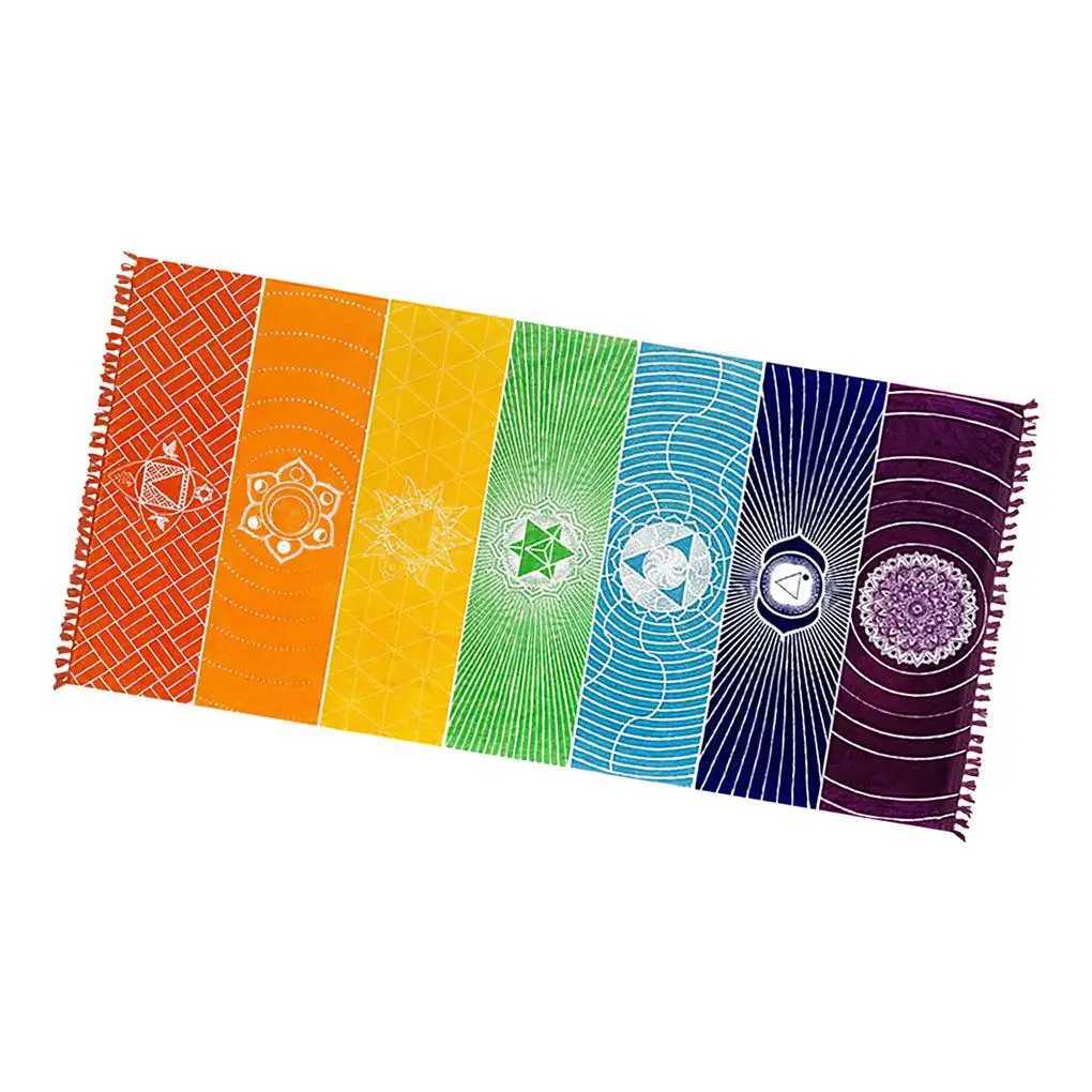 Meditation yoga carpet multi-purpose tassel floor mat chakra tape W240906