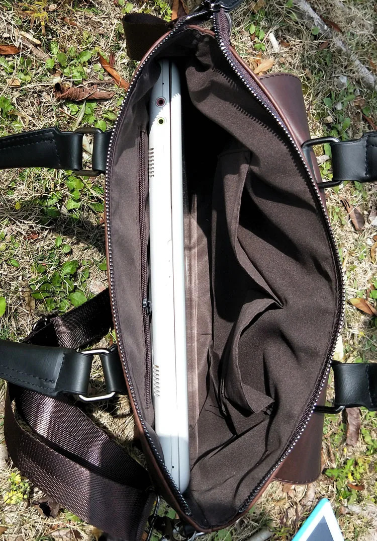 retro womens bag horizontal literary handbag multifunctional 14 inch notebook dress OL fashionable leather business briefcase 240906