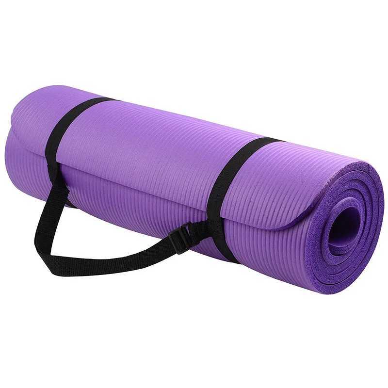 Balanced multi-purpose 1/2 inch ultra thick high-density tear resistant exercise yoga mat with shoulder straps W240906