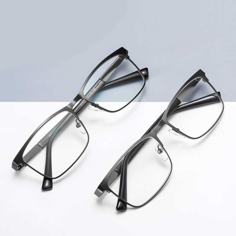 Commercial reading glasses mens metal square frame Presbyterian glasses grade+1.0 to+3.0 anti blue light glasses W240906
