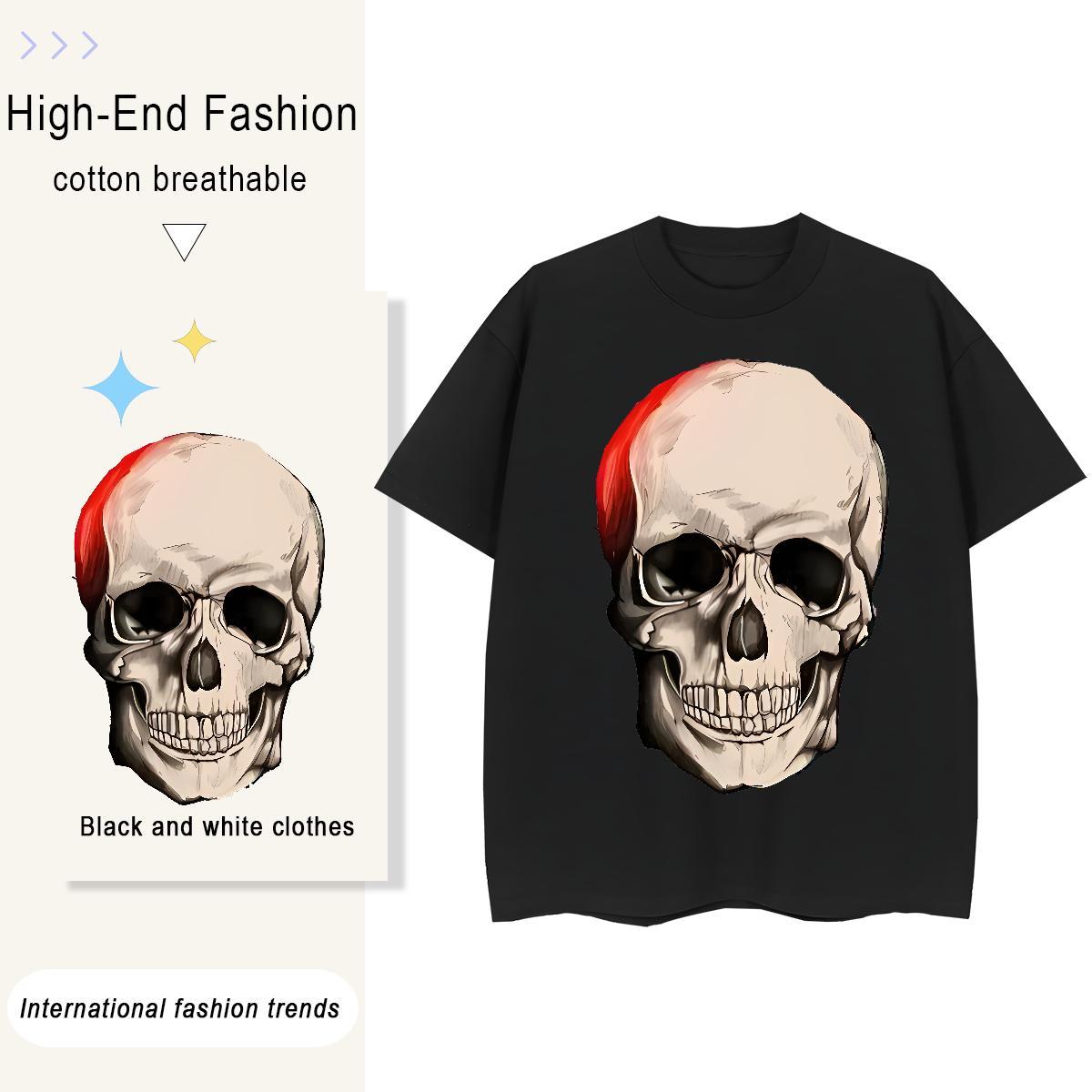 Custom T Shirt For Woman 230g Pure Cotton Breathable Short Sleeve Sport skull Womens Tshirts Wholesale Custom Printed Tees