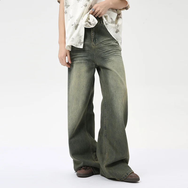 IEFB Fashion Loose Mens Straight Denim Pants American Style Casual Worn-out Wide Leg Jeans Summer Trend 9C6256 240905