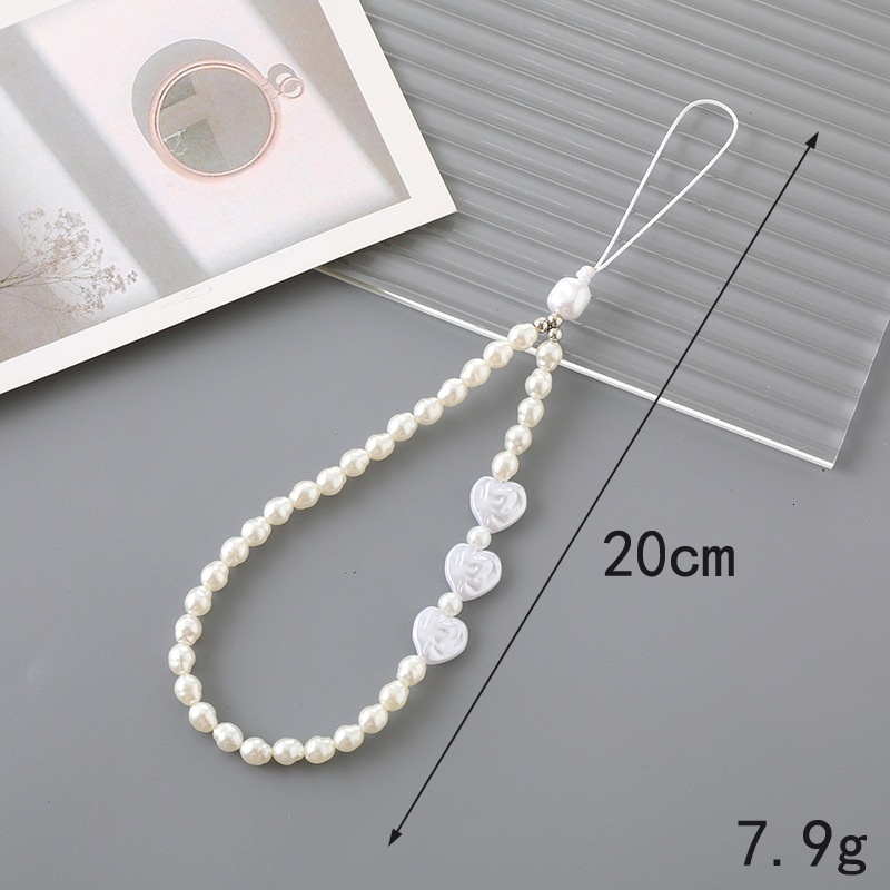 New mixed bead pearl love mobile phone hanging rope chain pendant accessory